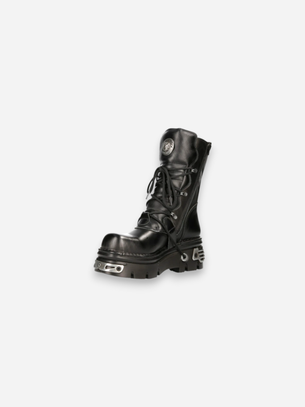 New Rock Boots Black Reactor White Laces M-373-S4