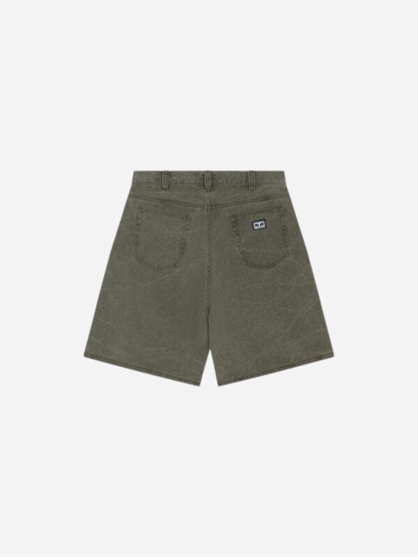 Obey Bigwig Baggy Denim Short Black Olive Wrinkle Wash 172100109