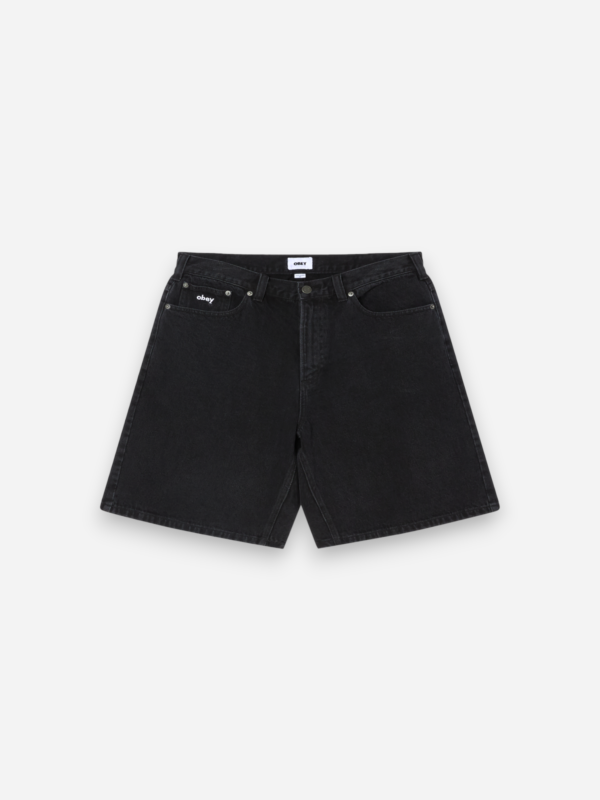 Obey Bigwig Baggy Denim Short Washed Black 172100107