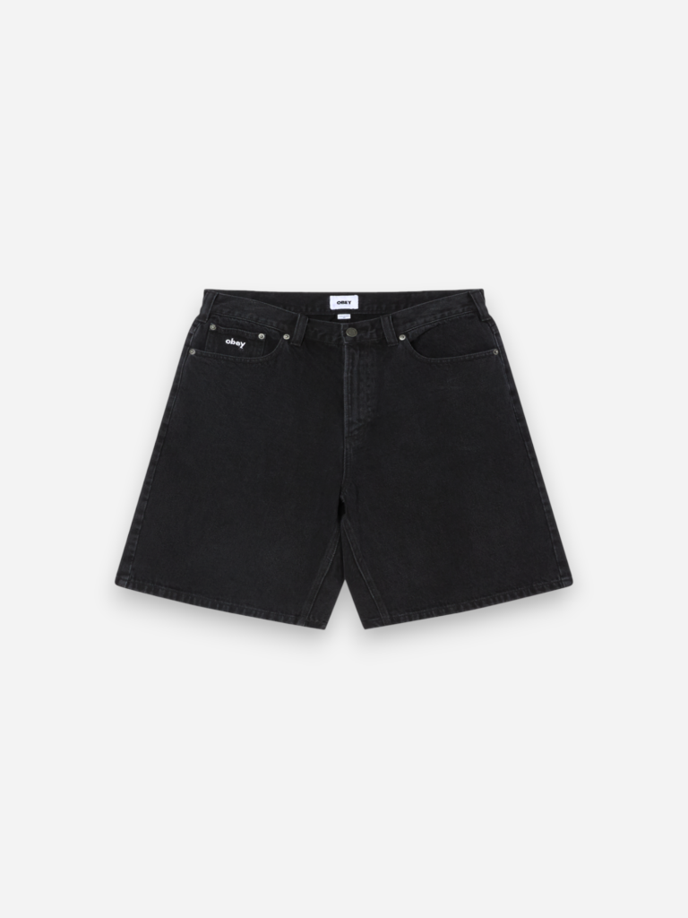 Obey Bigwig Baggy Denim Short Washed Black 172100107