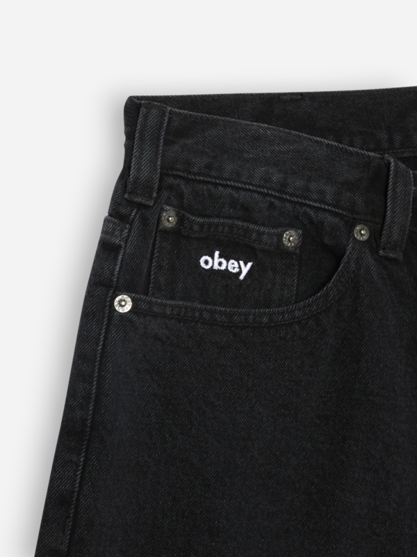 Obey Bigwig Baggy Denim Short Washed Black 172100107