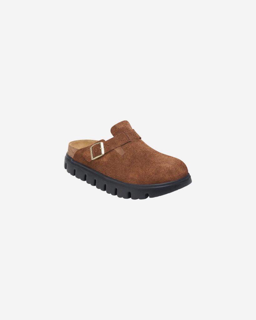Birkenstock Boston Chunky Dark Tea Suede Leather