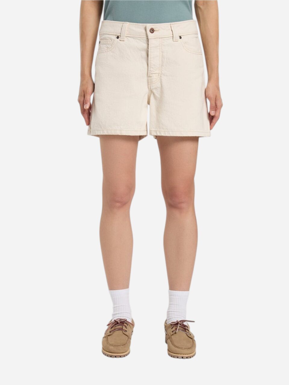 Dickies 984 5 Inch High Waist Jean Shorts W Ecru